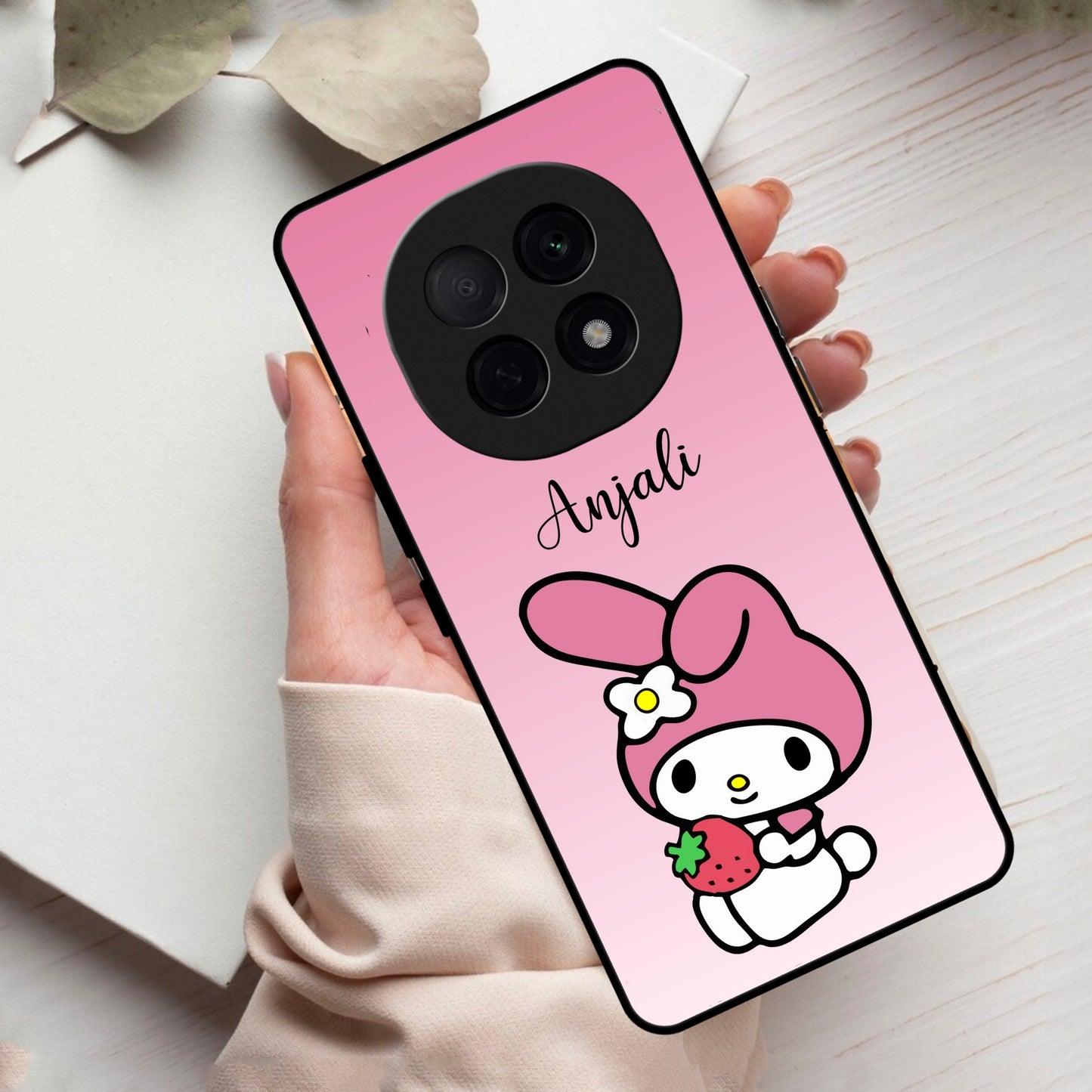 Pink Bunny Glass Case Cover For Oppo