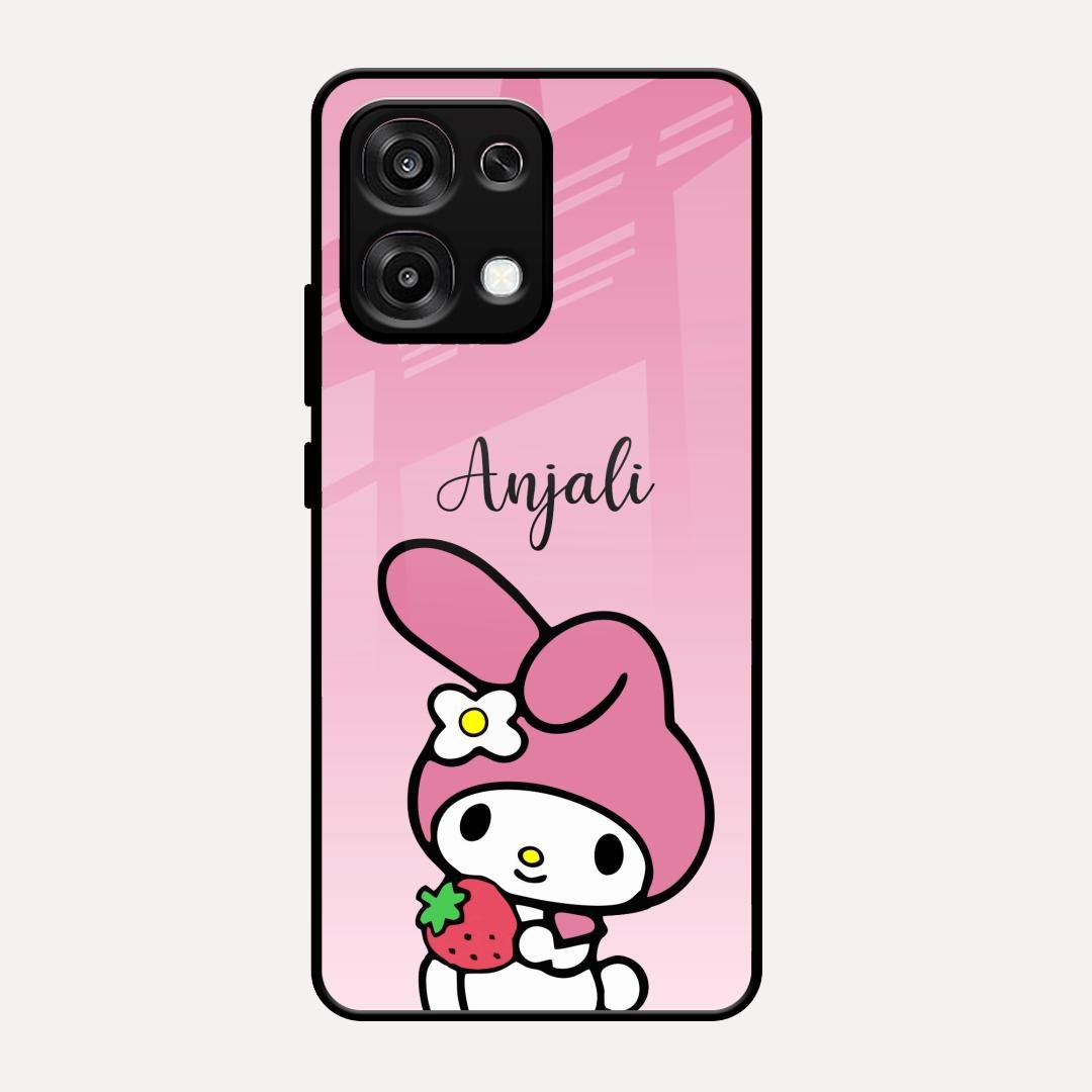 Pink Bunny Glass Case Cover For Oppo F31 5G