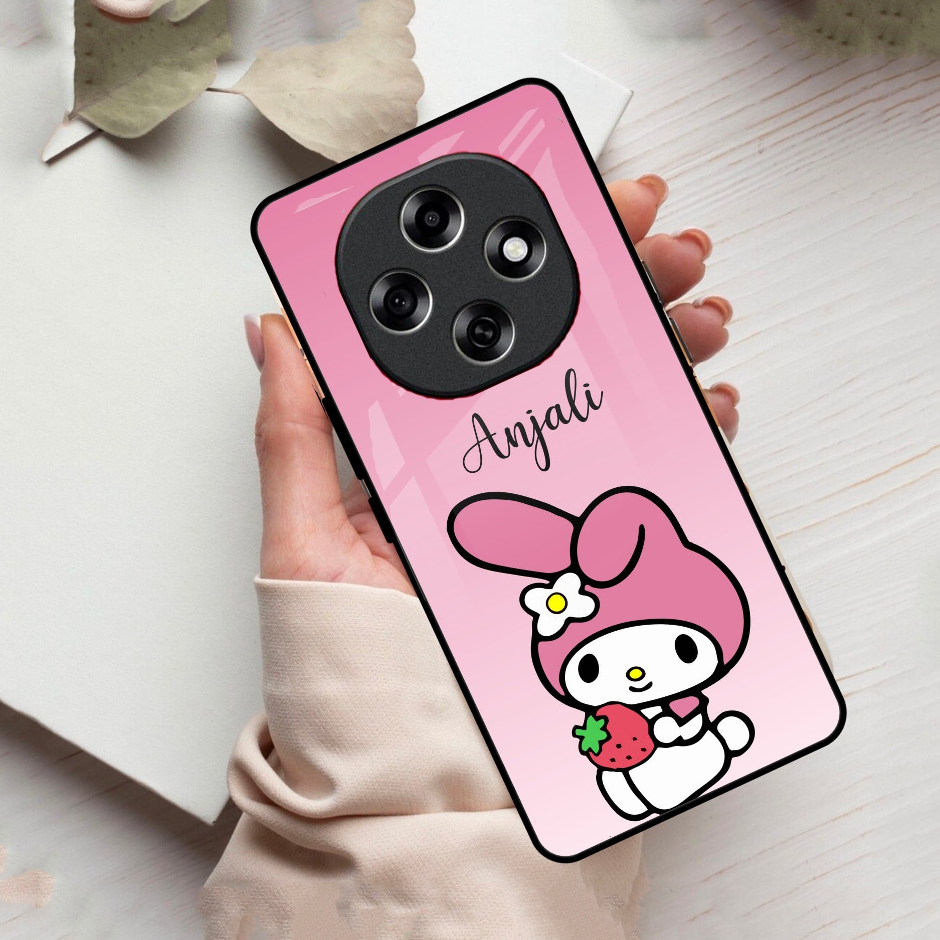 Pink Bunny Glass Case Cover For Oppo