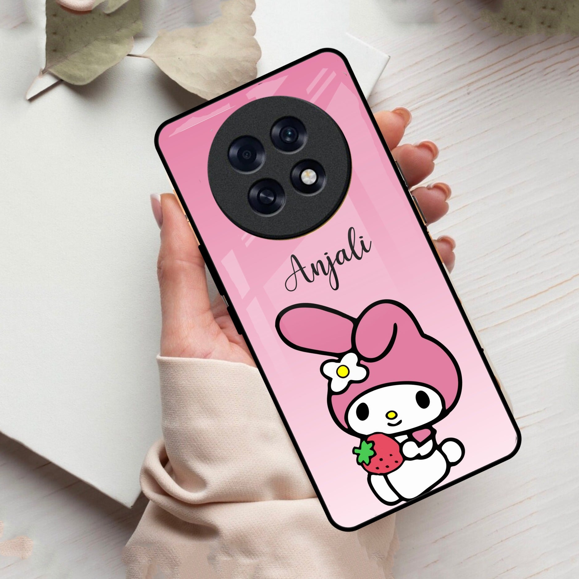Pink Bunny Glass Case Cover For Oppo