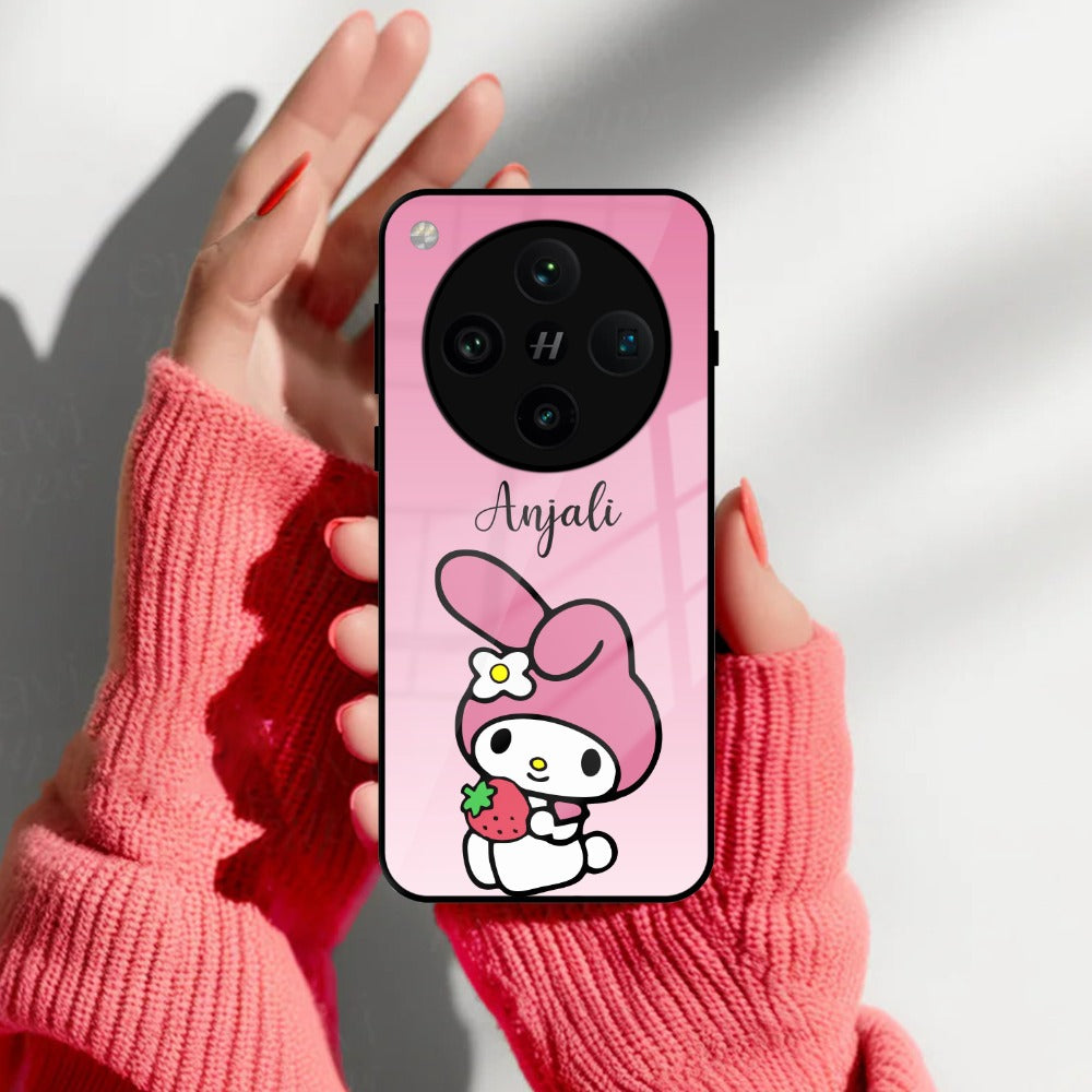 Pink Bunny Glass Case Cover For Oppo