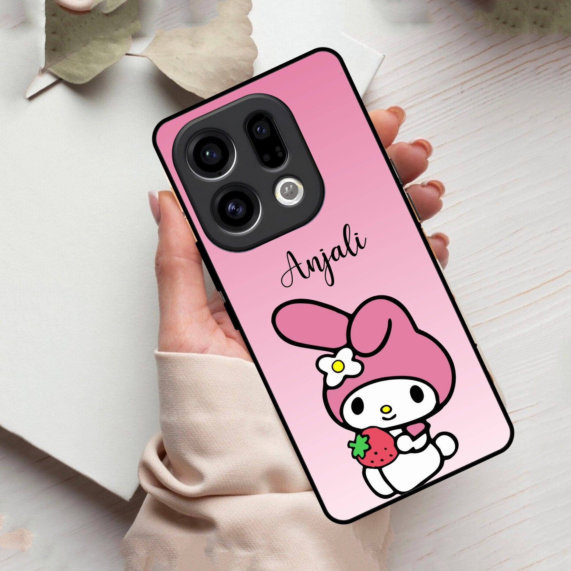 Pink Bunny Glass Case Cover For Oppo