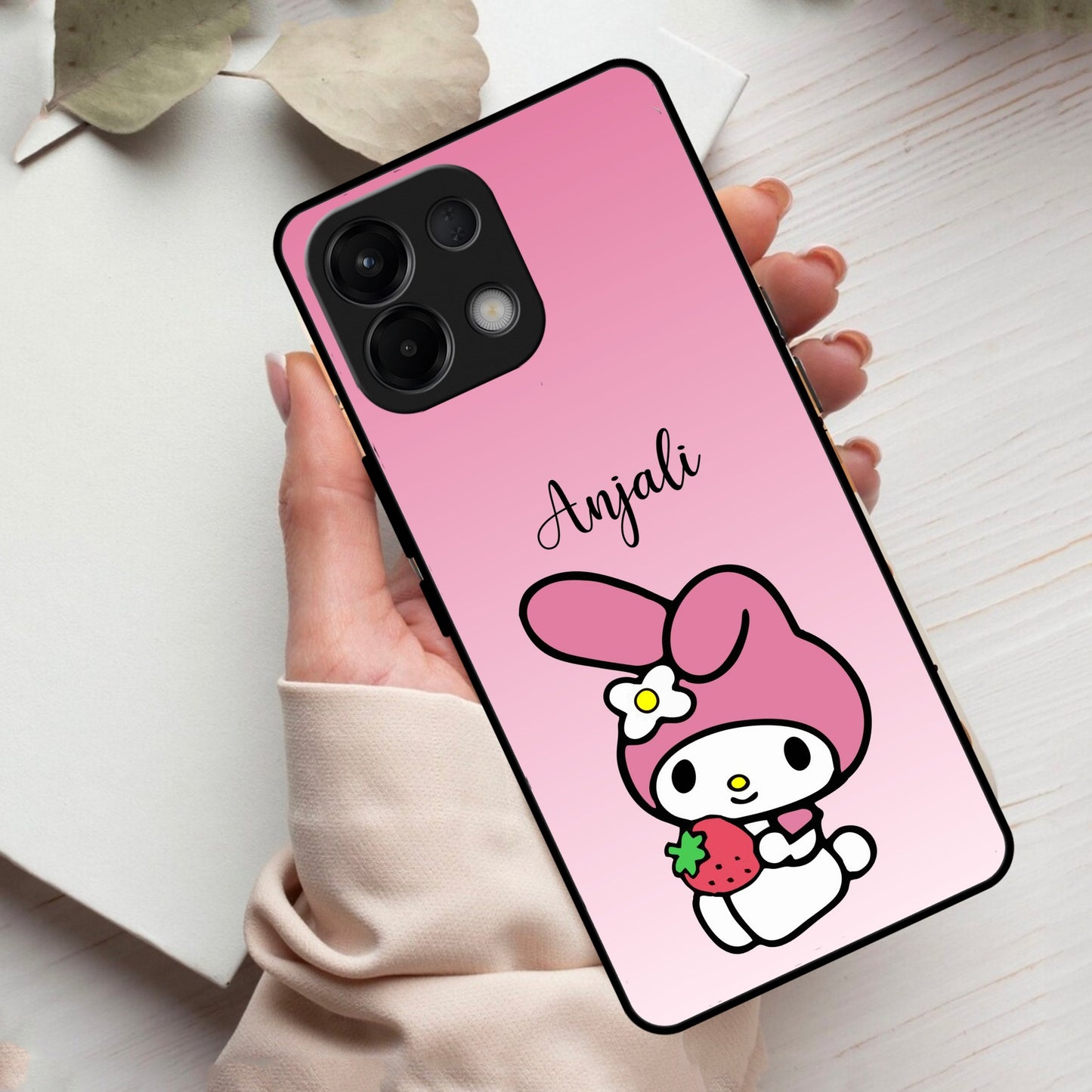 Pink Bunny Glass Case Cover For Oppo