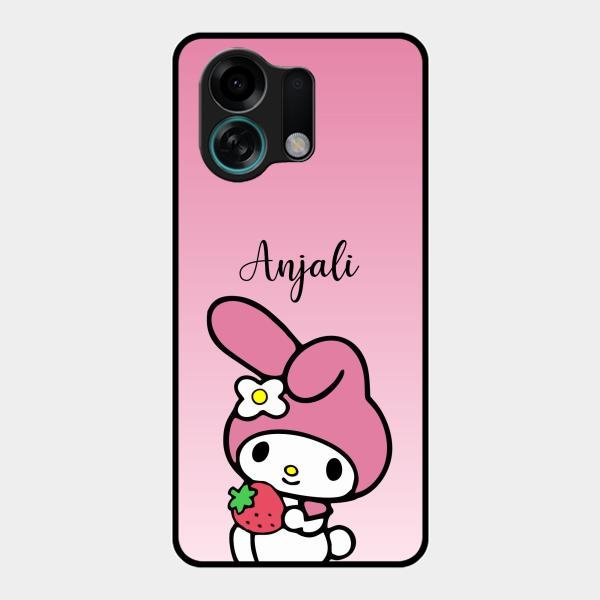 Pink Bunny Glass Case Cover For Oppo K13 Turbo 5G