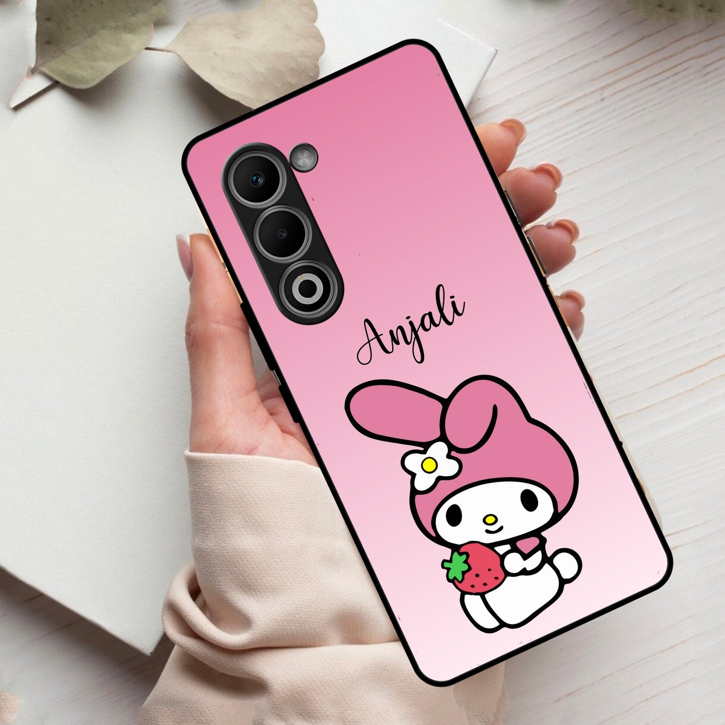 Pink Bunny Glass Case Cover For Oppo