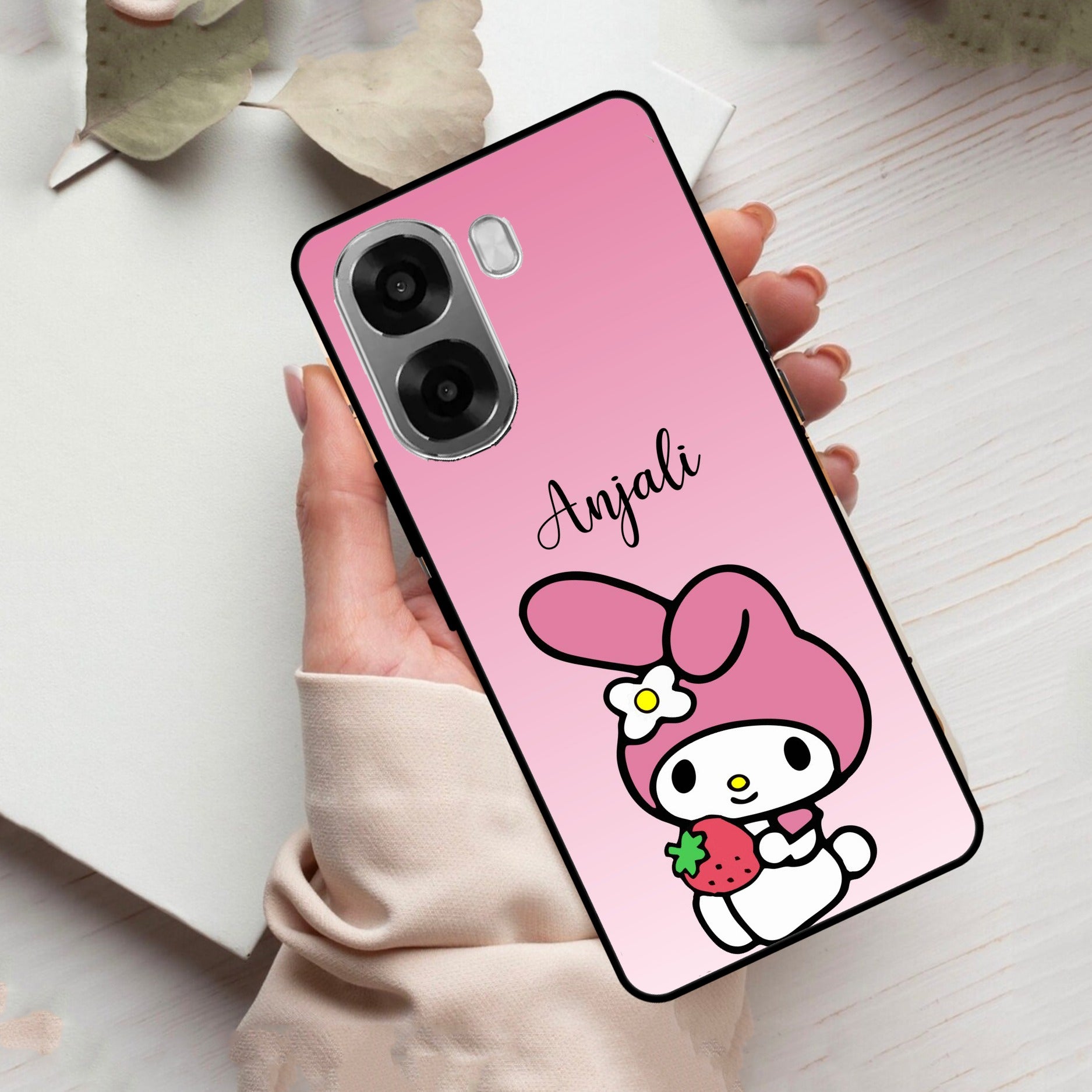 Pink Bunny Glass Case Cover For Oppo