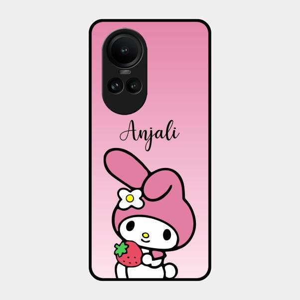 Pink Bunny Glass Case Cover For Oppo Reno 10 5G