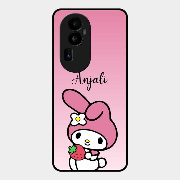 Pink Bunny Glass Case Cover For Oppo Reno 10 Pro Plus 5G