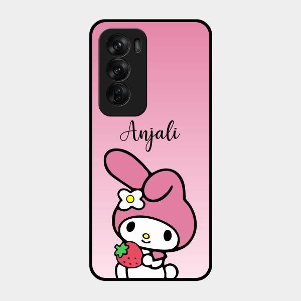 Pink Bunny Glass Case Cover For Oppo Reno 12 Pro 5G