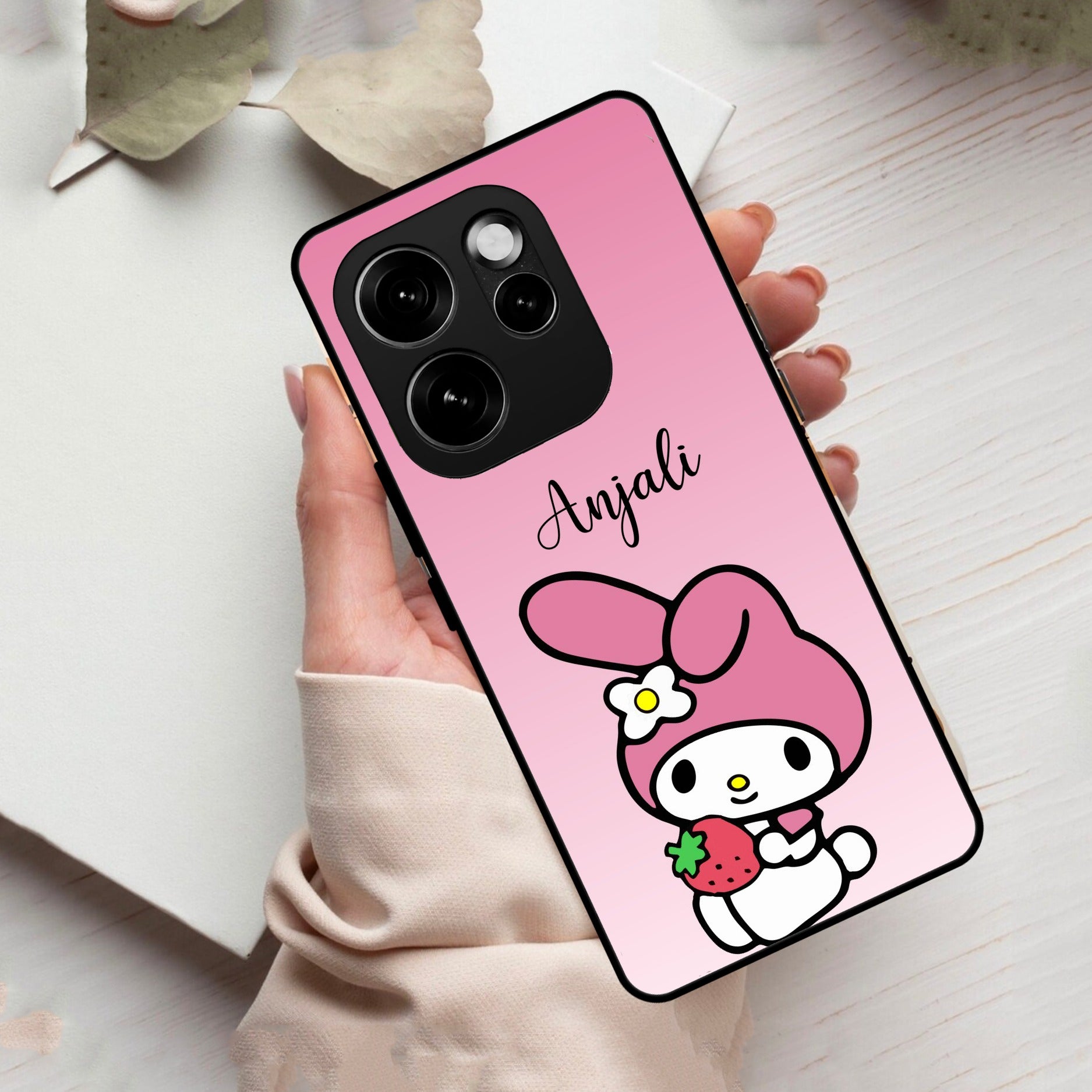 Pink Bunny Glass Case Cover For Oppo