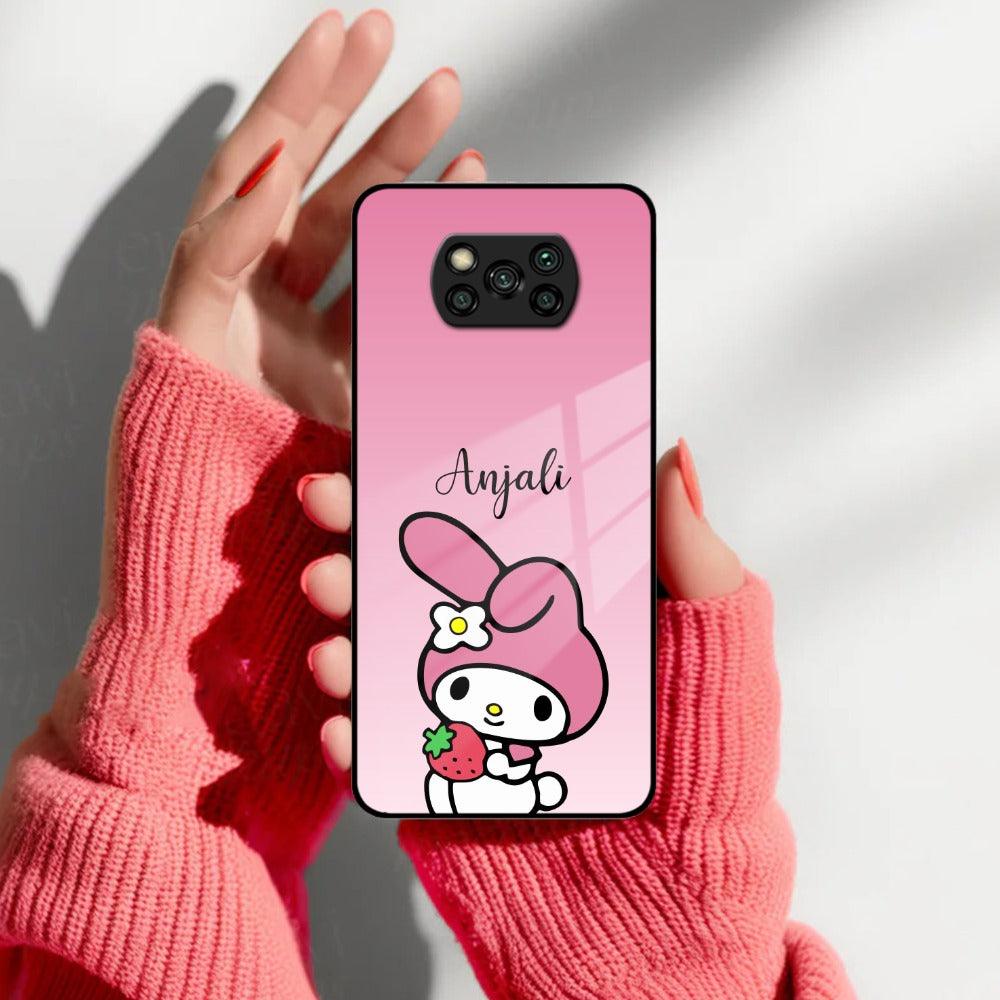Pink Bunny Glass Case Cover For Poco