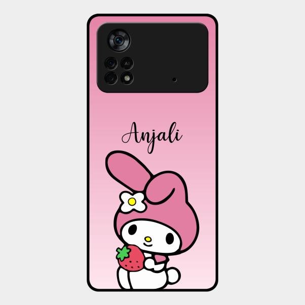 Pink Bunny Glass Case Cover For Poco X4 Pro 5G