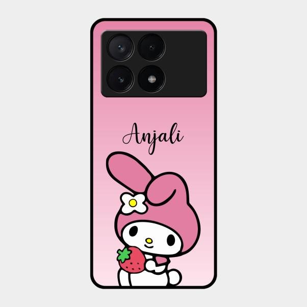 Pink Bunny Glass Case Cover For Poco X6 Pro 5G