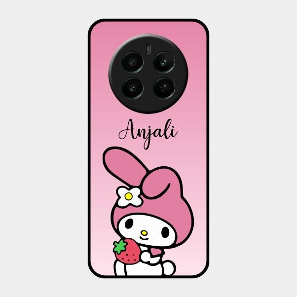 Pink Bunny Glass Case Cover For Realme 12 Plus 5G