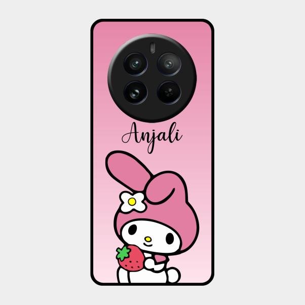 Pink Bunny Glass Case Cover For Realme 12 Pro 5G