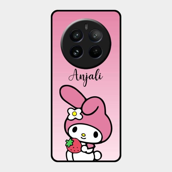 Pink Bunny Glass Case Cover For Realme 12 Pro Plus 5G