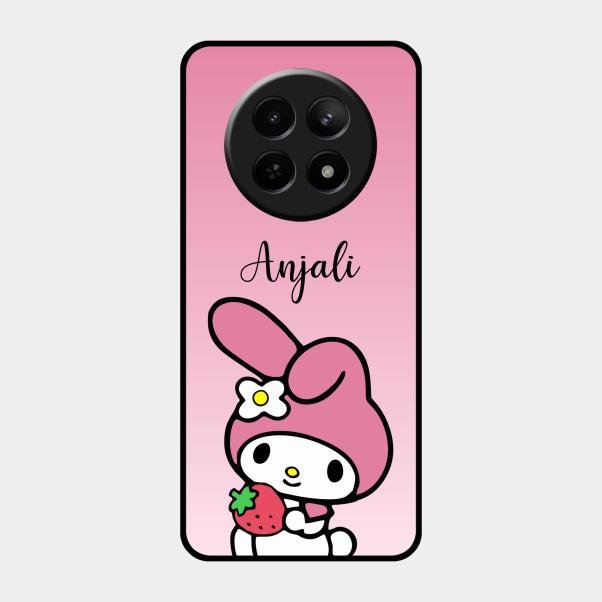 Pink Bunny Glass Case Cover For Realme 12X 5G