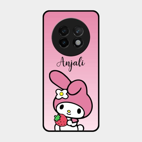 Pink Bunny Glass Case Cover For Realme 13 Plus 5G