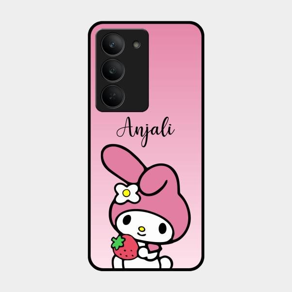 Pink Bunny Glass Case Cover For Realme 14X 5G