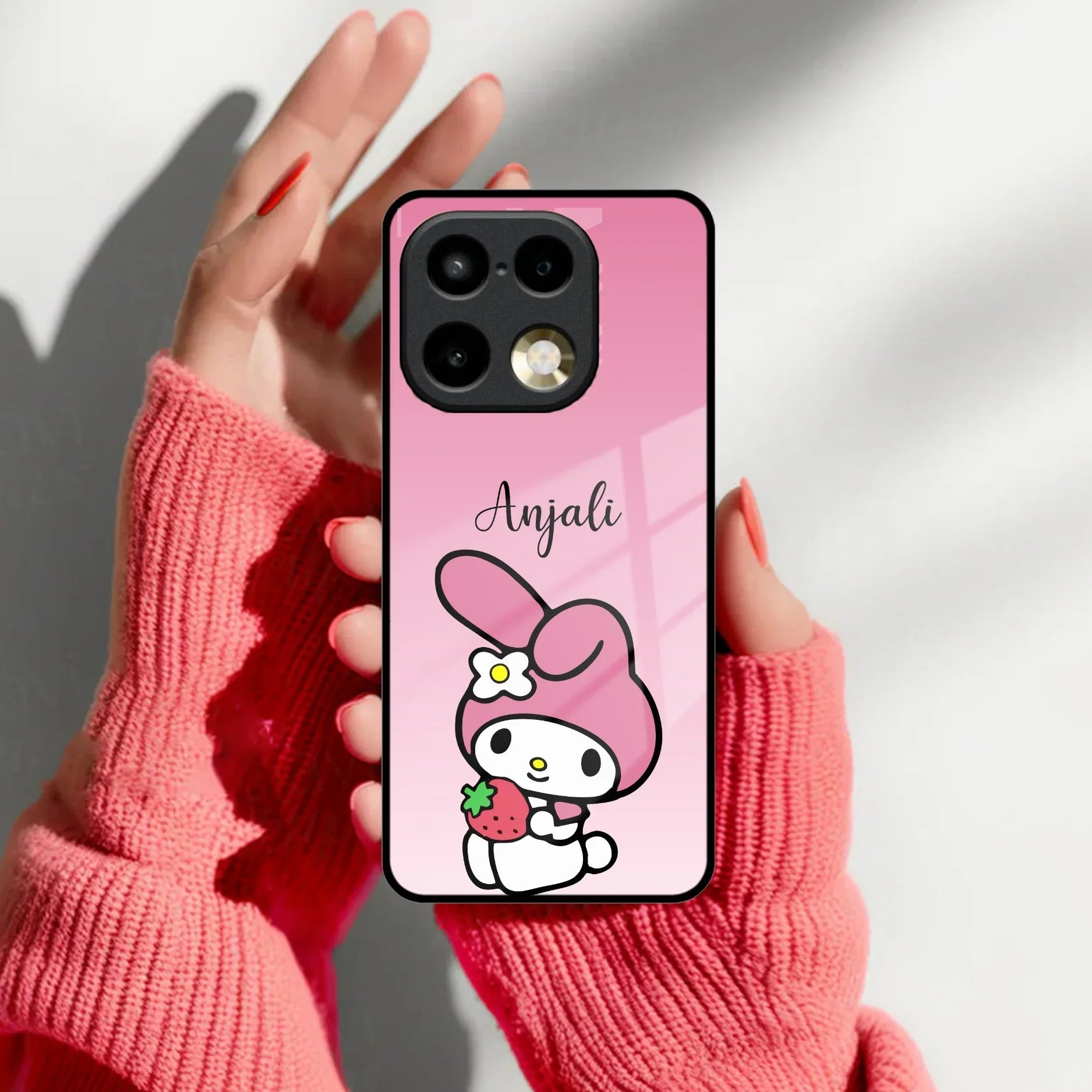 Pink Bunny Glass Case Cover For Realme 16 Pro Plus 5G