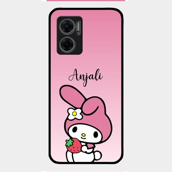 Pink Bunny Glass Case Cover For Redmi 11 Prime 5G