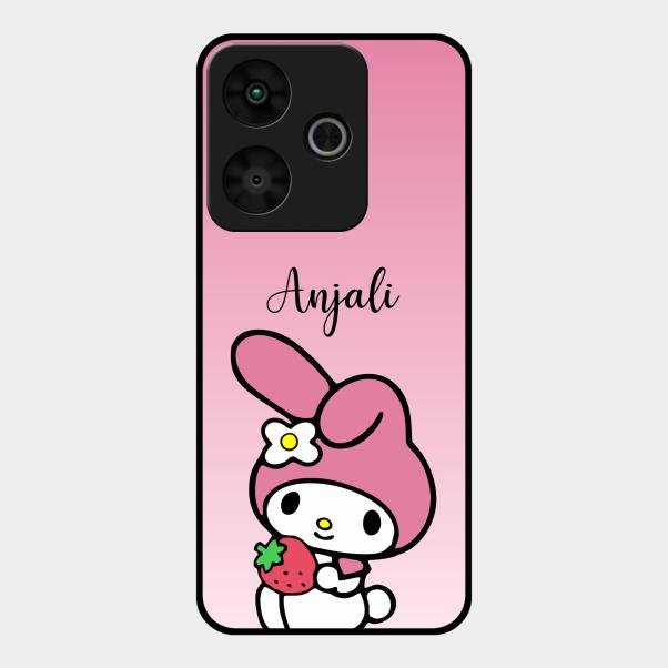Pink Bunny Glass Case Cover For Redmi 13 5G
