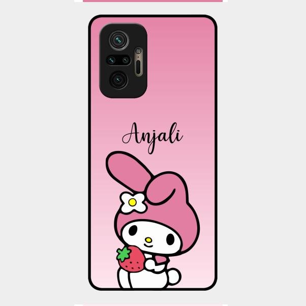 Pink Bunny Glass Case Cover For Redmi Note 10 Pro