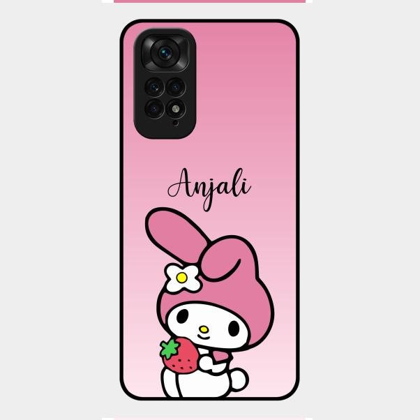 Pink Bunny Glass Case Cover For Redmi Note 11