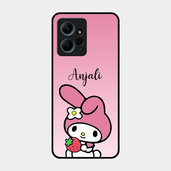 Pink Bunny Glass Case Cover For Redmi Note 12 4G