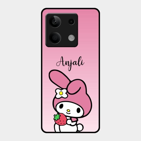 Pink Bunny Glass Case Cover For Redmi Note 13 5G
