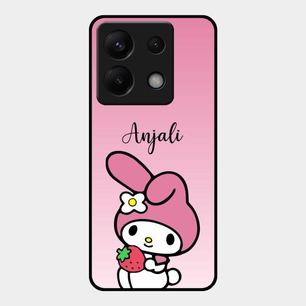 Pink Bunny Glass Case Cover For Redmi Note 13 Pro 5G