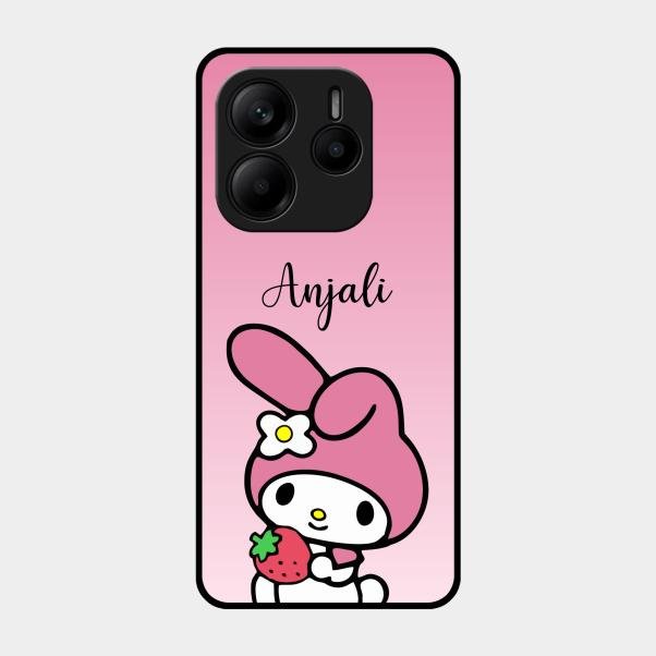 Pink Bunny Glass Case Cover For Redmi Note 14 5G