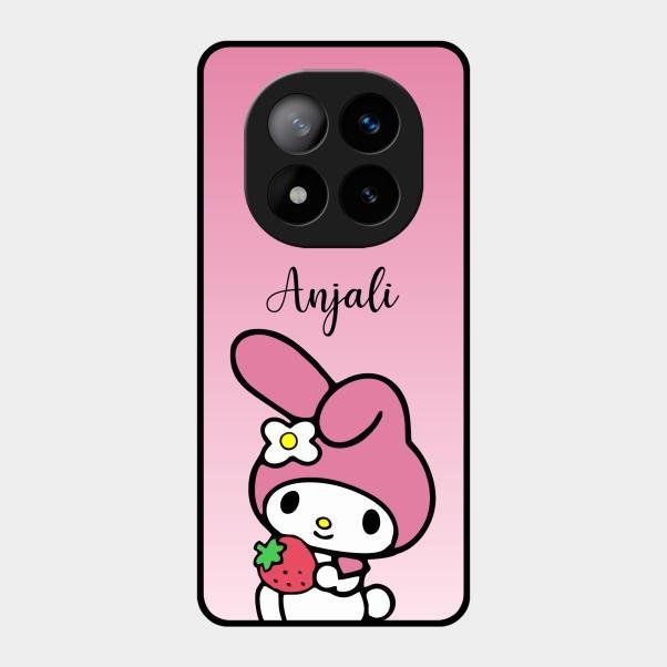Pink Bunny Glass Case Cover For Redmi Note 14 Pro Plus 5G