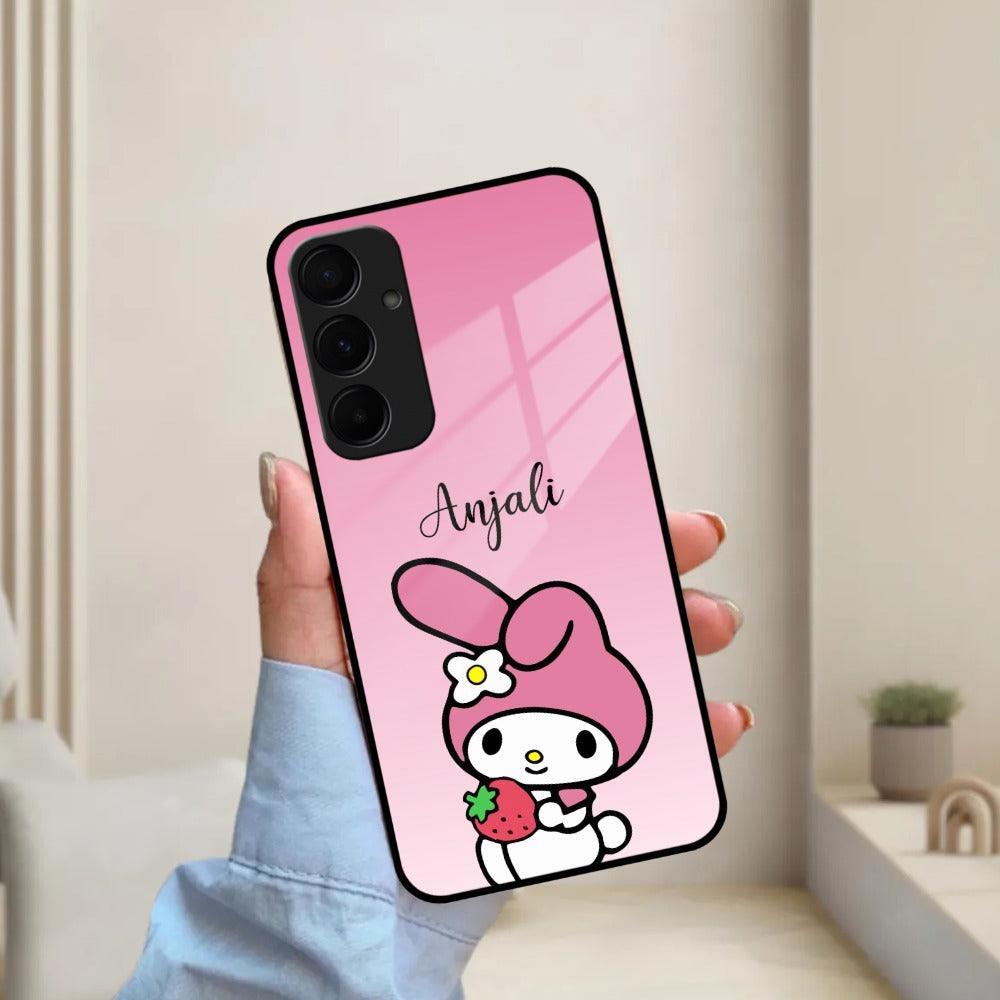 Pink Bunny Glass Case Cover For Samsung