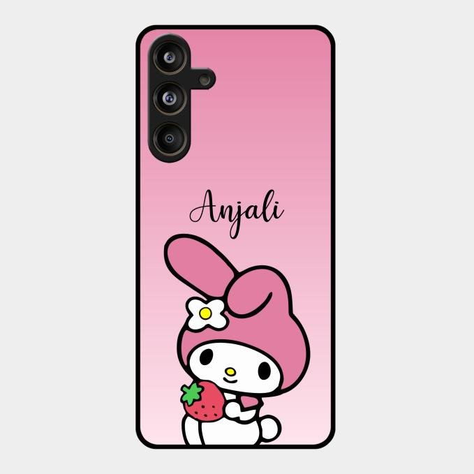 Pink Bunny Glass Case Cover For Samsung Galaxy M55 5G
