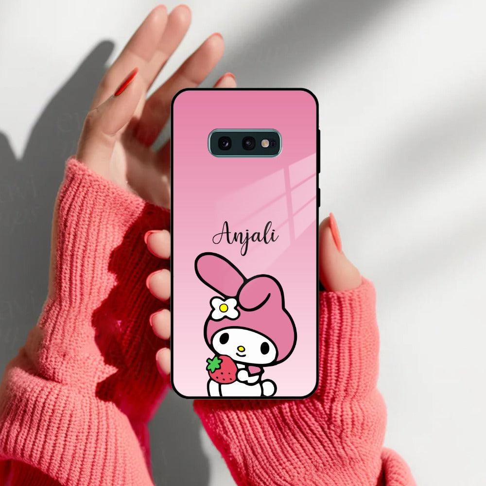 Pink Bunny Glass Case Cover For Samsung