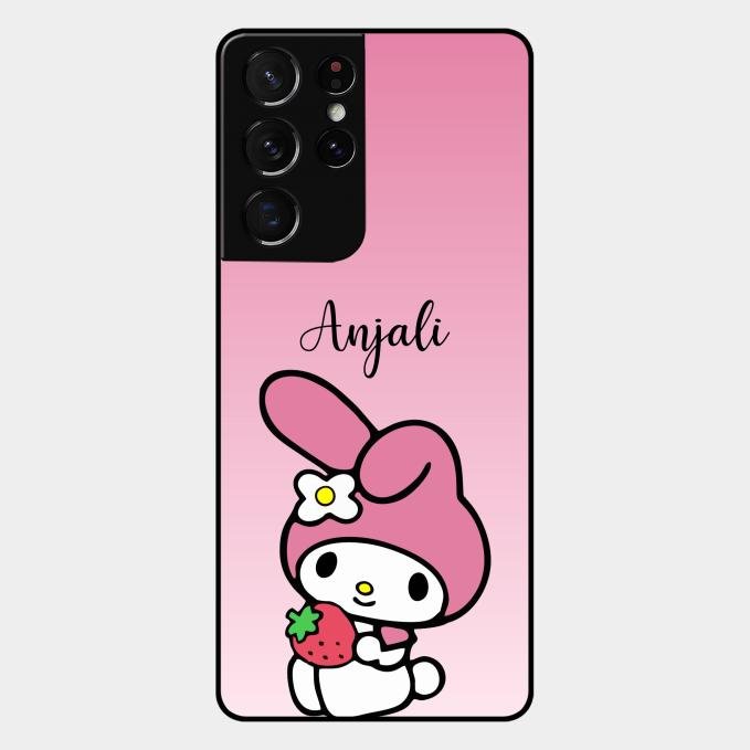 Pink Bunny Glass Case Cover For Samsung Galaxy S21 Ultra