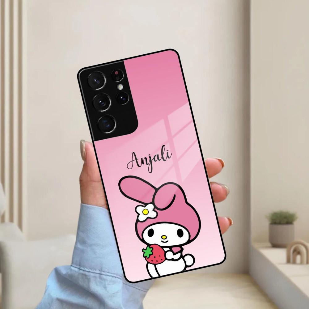 Pink Bunny Glass Case Cover For Samsung