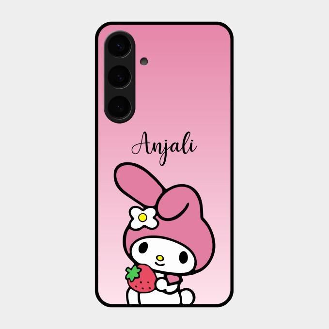 Pink Bunny Glass Case Cover For Samsung Galaxy S24 Plus 5G