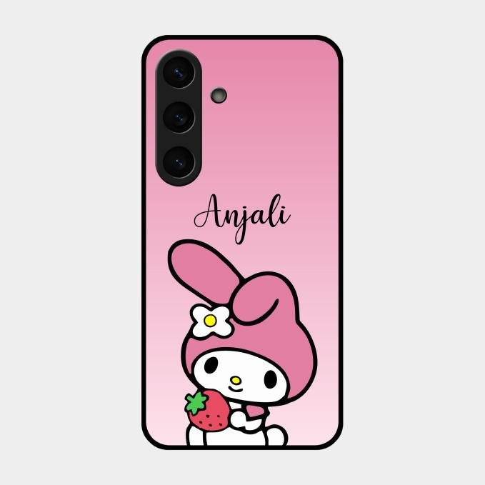 Pink Bunny Glass Case Cover For Samsung Galaxy S25 Plus 5G