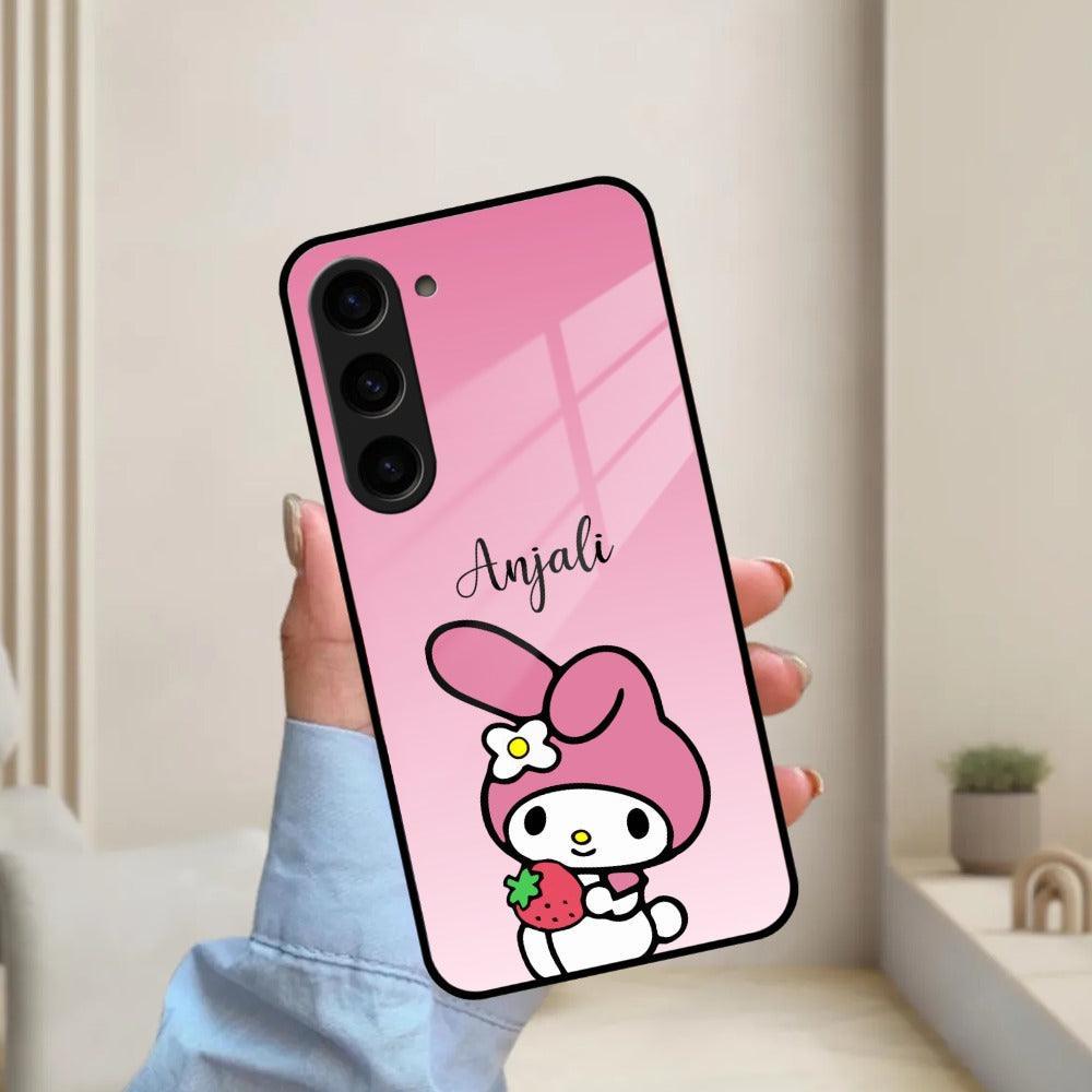 Pink Bunny Glass Case Cover For Samsung