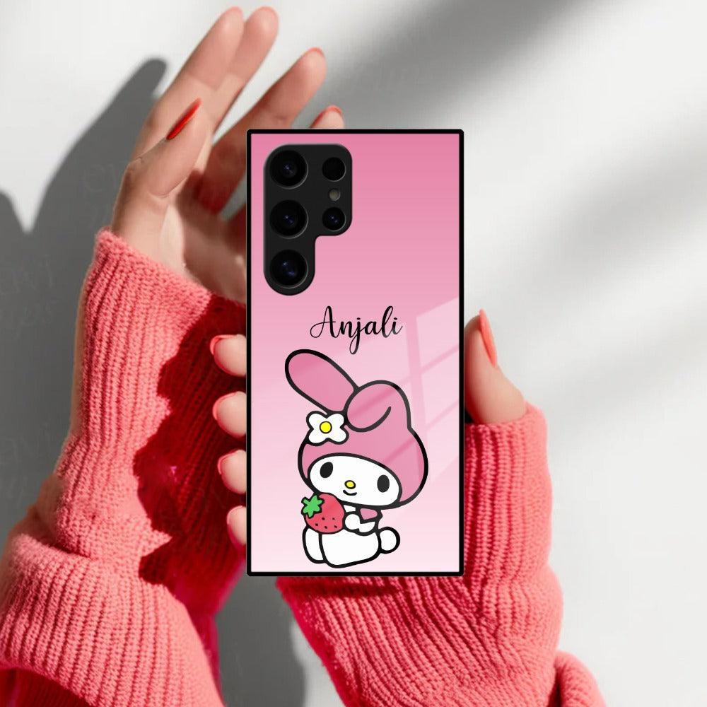 Pink Bunny Glass Case Cover For Samsung