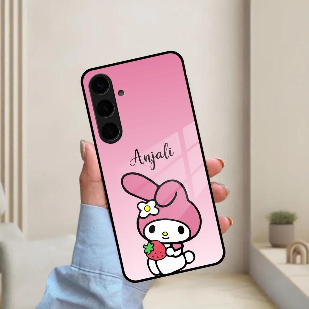 Pink Bunny Glass Case Cover For Samsung