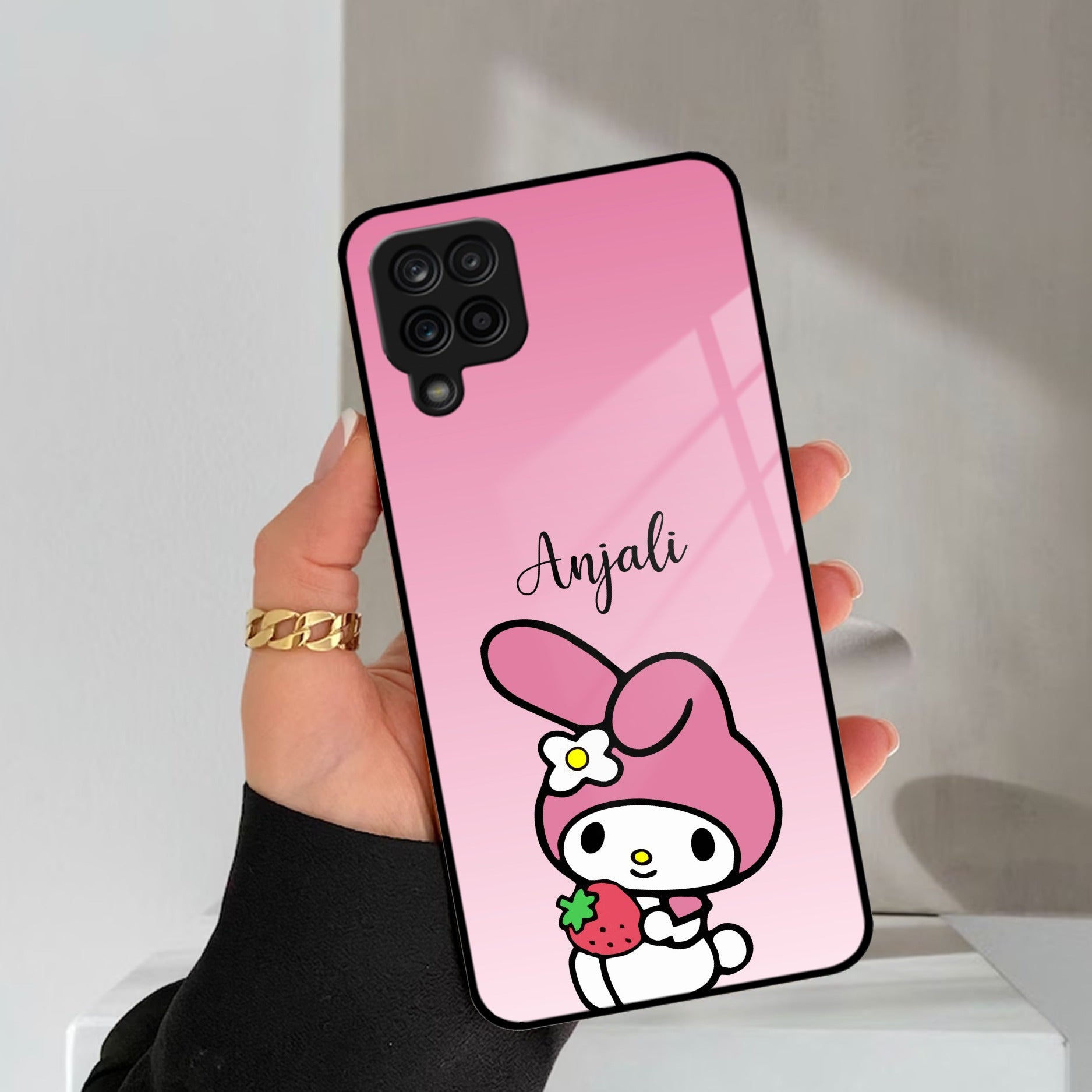 Pink Bunny Glass Case Cover For Samsung Galaxy M42 5G