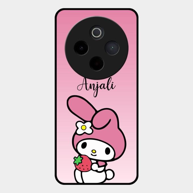 Pink Bunny Glass Case Cover For Vivo T4 5G