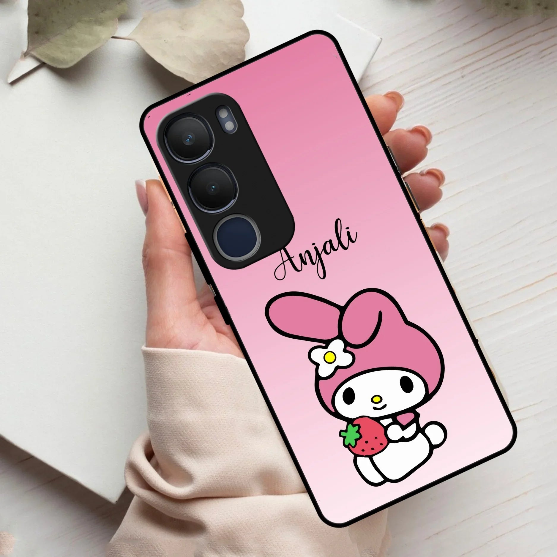 Pink Bunny Glass Case Cover For Vivo - ShopOnCliQ