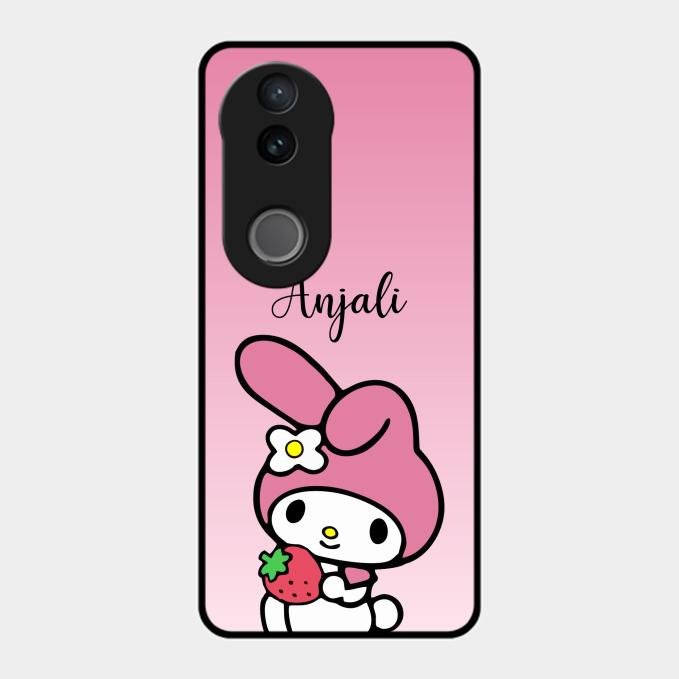 Pink Bunny Glass Case Cover For Vivo T4R 5G