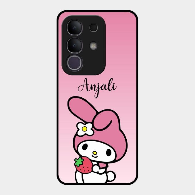 Pink Bunny Glass Case Cover For Vivo T4X 5G