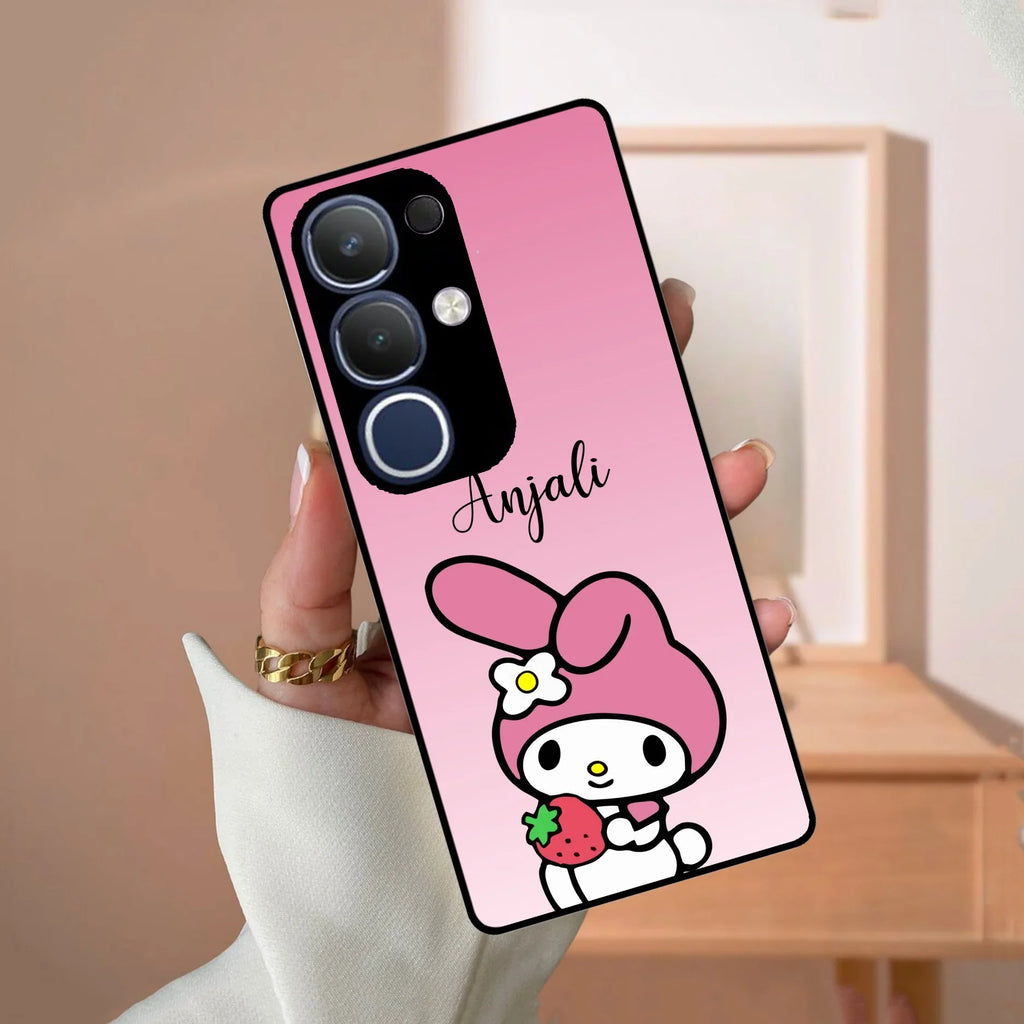 Pink Bunny Glass Case Cover For Vivo - ShopOnCliQ