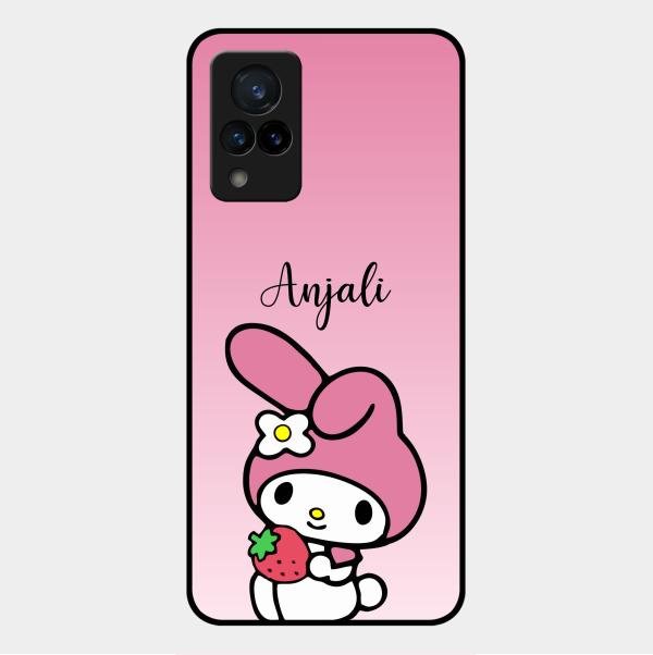Pink Bunny Glass Case Cover For Vivo V21 5G
